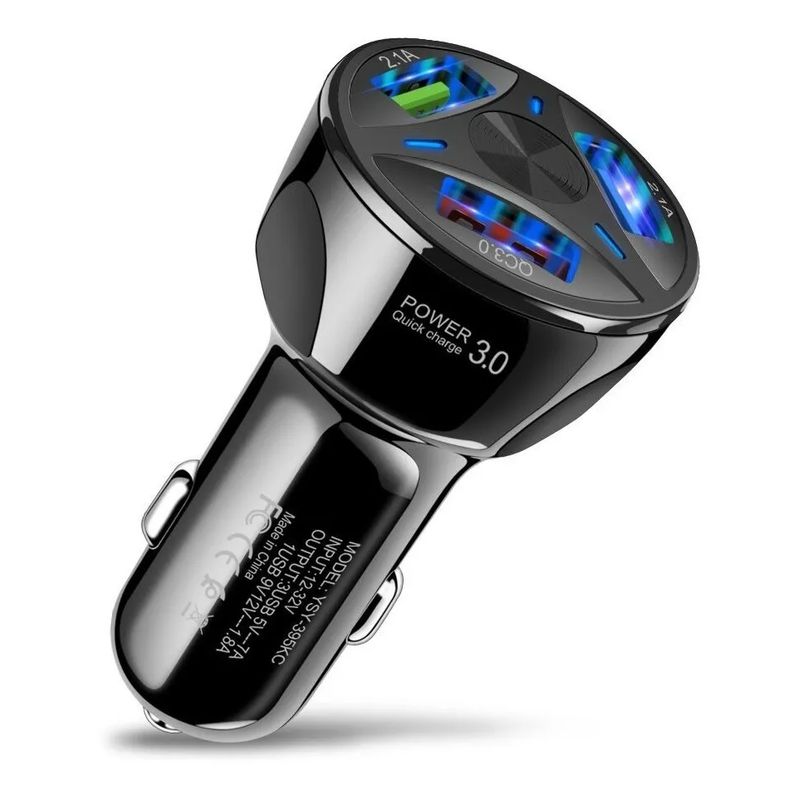 GENERICO - Cargador Auto 3x Usb 18a 7a Carga Rapida 12-24v Vehiculo