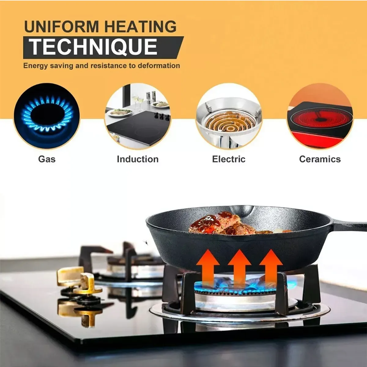 ATURE - Pack 3 Mini Sarténes De Hierro Fundido Para Cocina 16/20/26