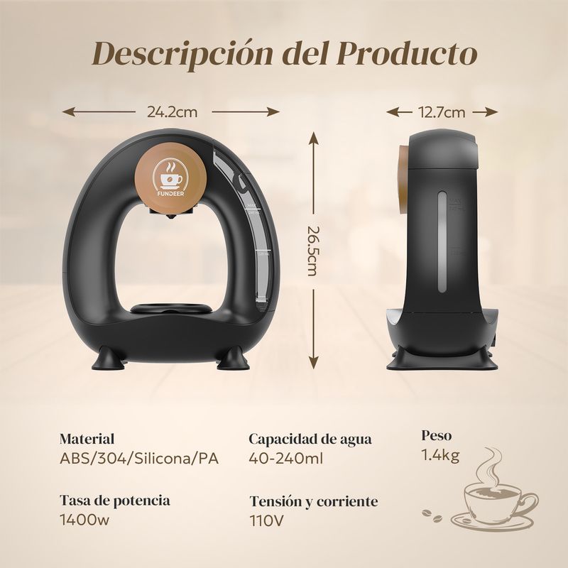EDWINAYY - Cafetera Eléctrica Automática De Espresso Negro Metálico220v