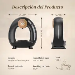 EDWINAYY - Cafetera Eléctrica Automática De Espresso Negro Metálico220v