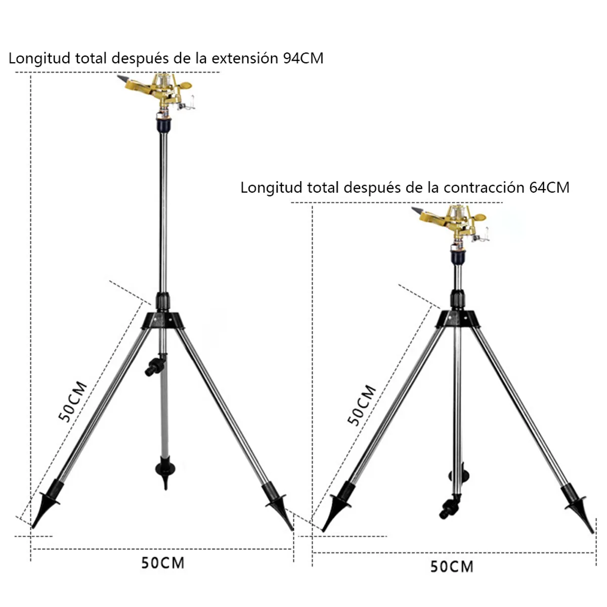 ATURE - 360° Aspersor Impacto Bronce Con Trípode Aluminio Para Riego