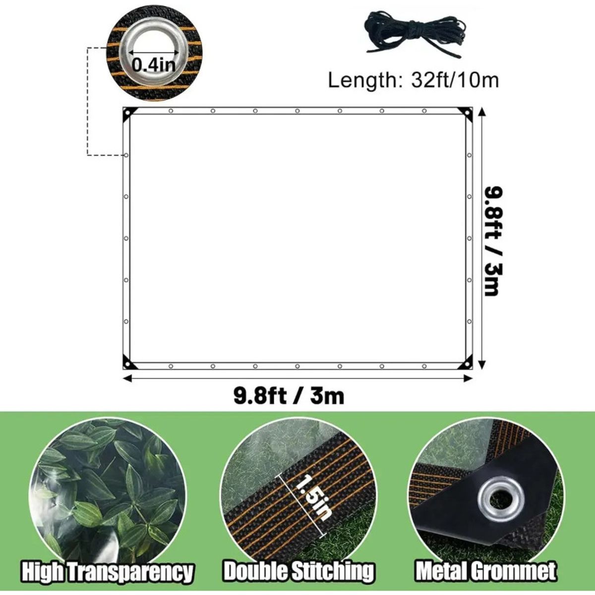 GENERICO - Lonas Transparentes Resistentes Impermeables 3m×4m