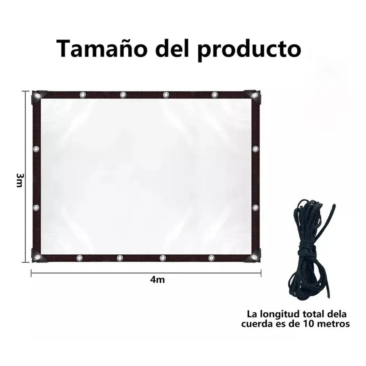 GENERICO - 3×4m Lonas Transparentes Resistentes Impermeables+10m Cuerda