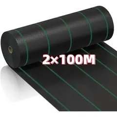 GENERICO - Malla Antihierbas Jardin 2x100M Tela Geotextil Para Control Maleza Rotura y Estabilizada Contra UV