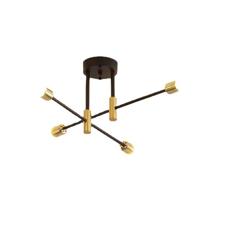 DANWEILE - Lámpara de techo moderna de 4 focos - Negro y Dorado