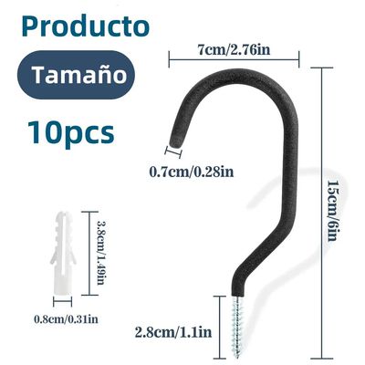 Imagen 2 del producto 10pcs Negro Ganchos Para Colgar Bicicletas 15x7cm Metal