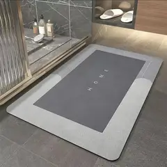 GENERICO - Tapete Alfombrilla De Baño Super Absorbente Color Gris Oscuro Geométrica