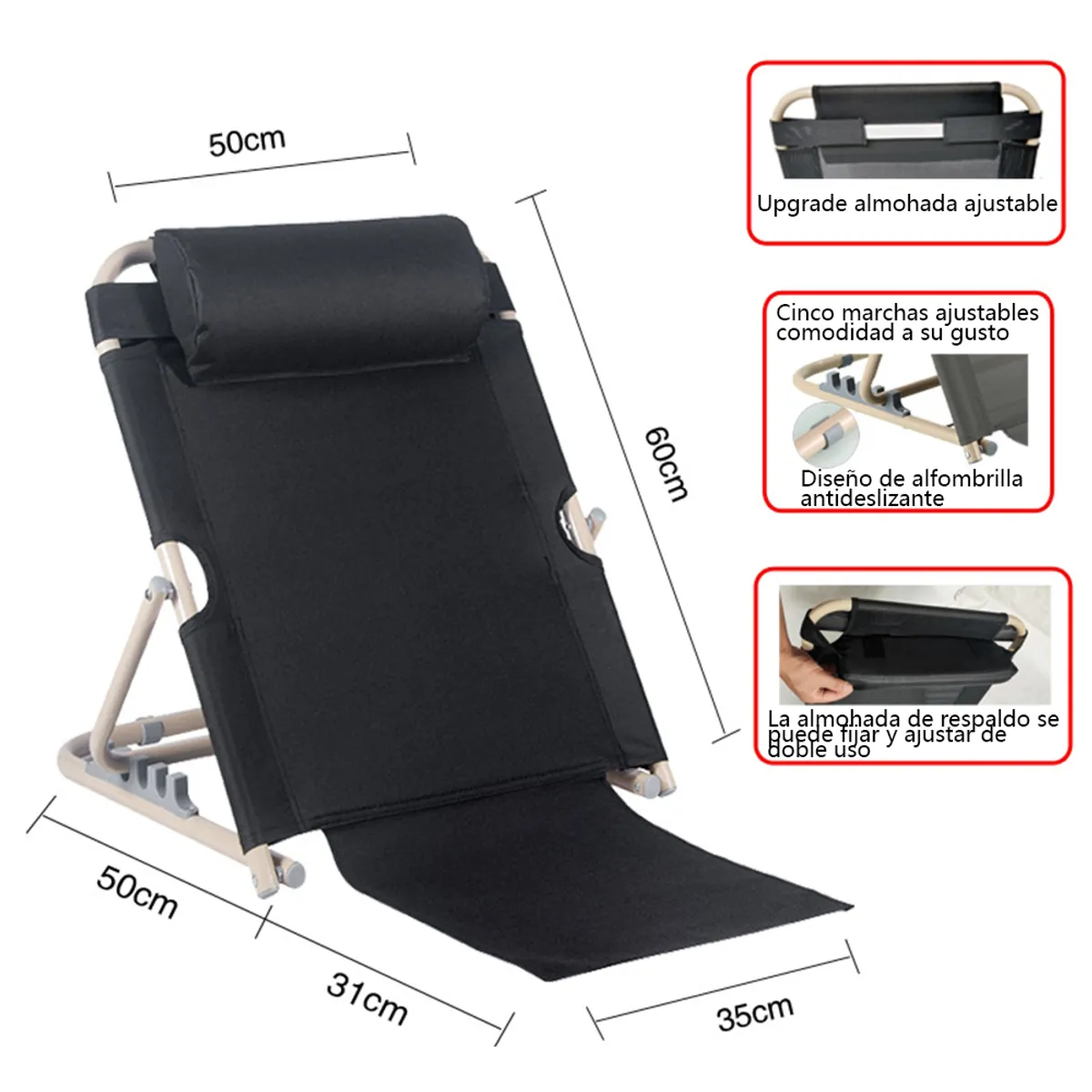 ATURE - Respaldo Ortopedico Regulable Para Cama Con Reposacabeza