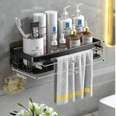 AIZO - Negro Esquinero De Ducha Organizador Baño Repisa Shampoo Toalla