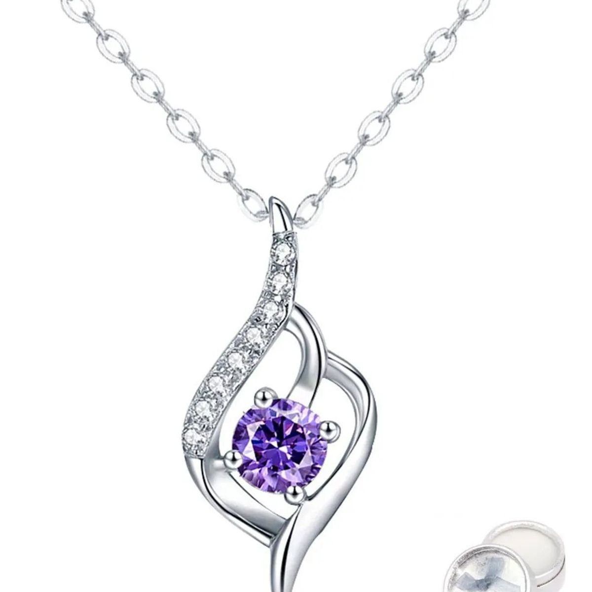 KUANGYE - Collar Bañado en plata Gota De Agua Amatista Joya Regalo Mujer