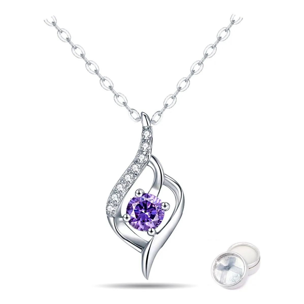 KUANGYE - Collar Bañado en plata Gota De Agua Amatista Joya Regalo Mujer