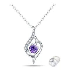 KUANGYE - Collar Bañado en plata Gota De Agua Amatista Joya Regalo Mujer