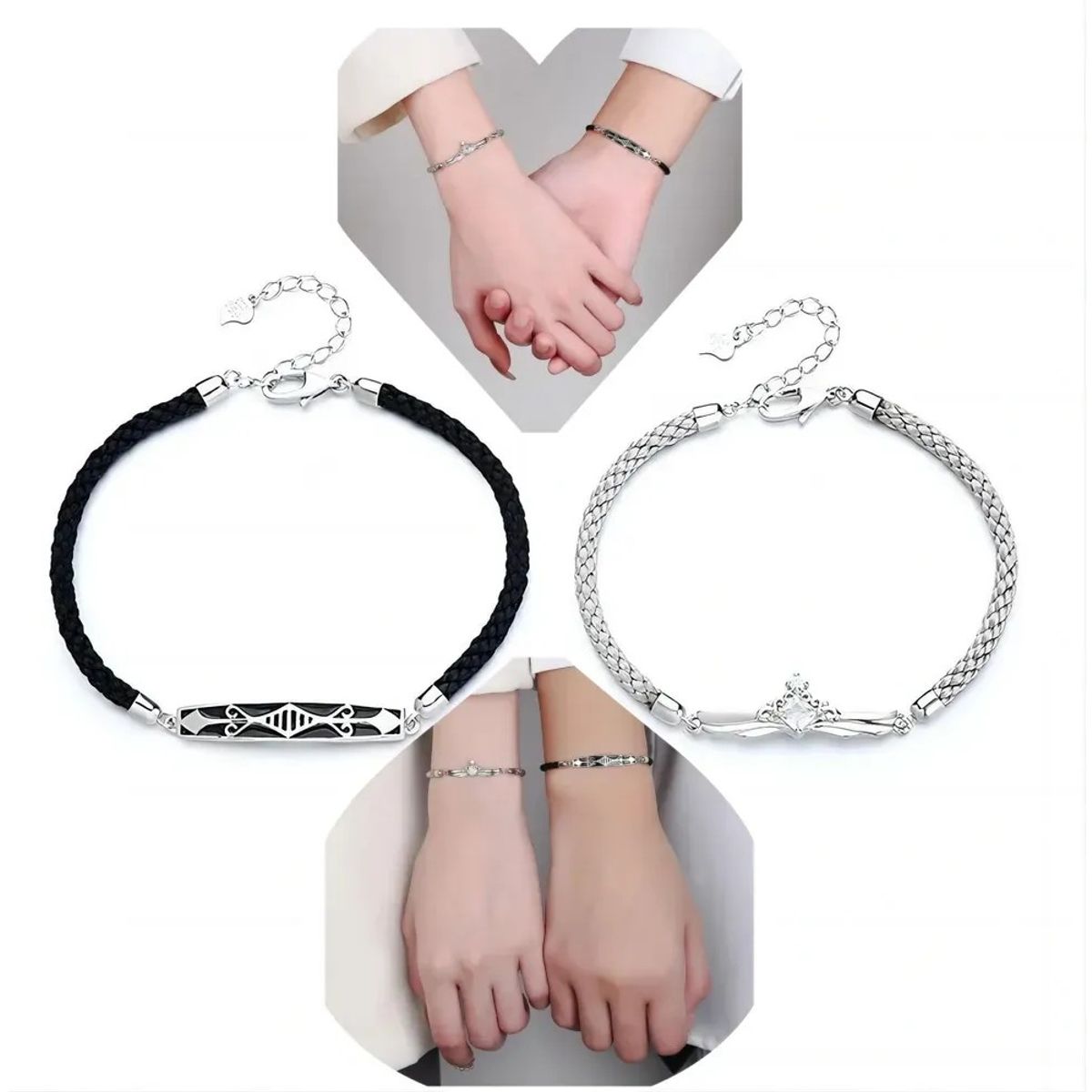 KUANGYE - Set Pulseras Pareja Novios Princesa Caballero Regalo