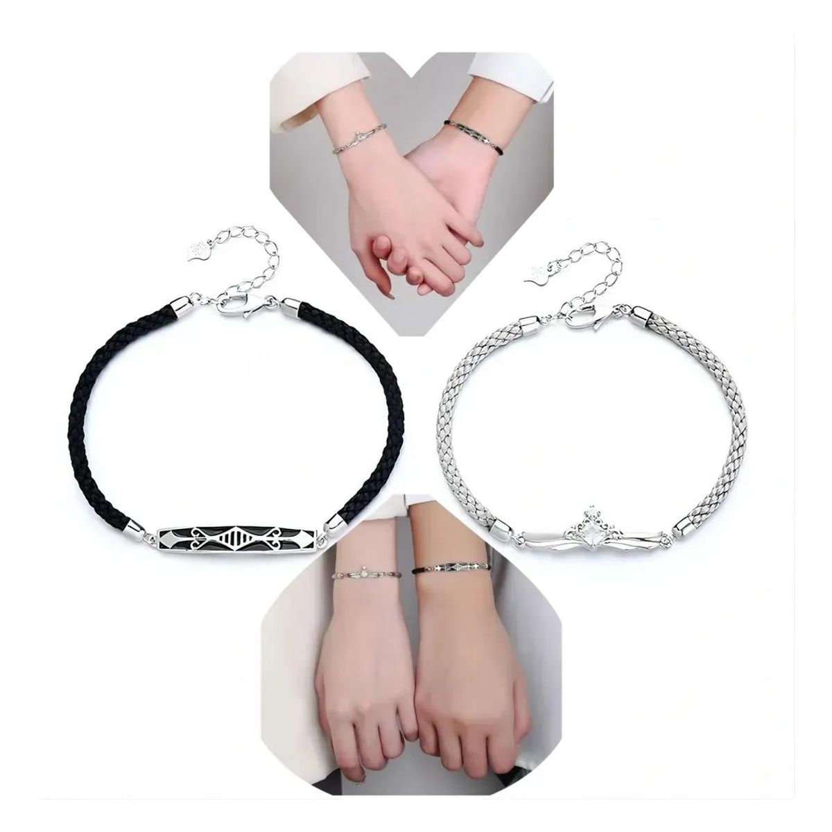 KUANGYE - Set Pulseras Pareja Novios Princesa Caballero Regalo