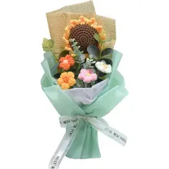 KUANGYE - Ramo De Flores A Crochet Con Girasol Margaritas Bouquet