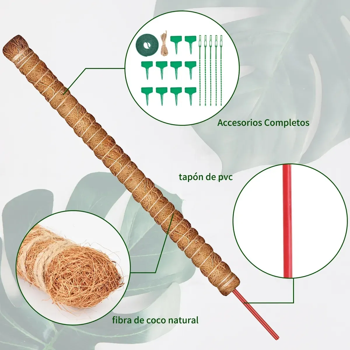 KUANGYE - 21 Kits Tutor De Musgo Soporte Para Plantas 100cm/fibra Coco