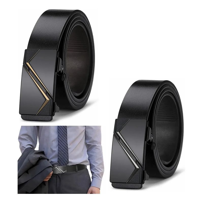KUANGYE - Cinturón Hombre Cuero De Vacuno Con Hebilla Automática 125cm
