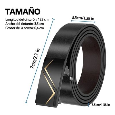 Imagen 2 del producto Cinturón Hombre Cuero De Vacuno Con Hebilla Automática 125cm
