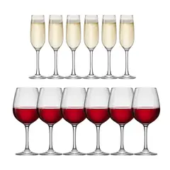 HAUSMANN - Set 6 Copas Flute 195mL + 6 Copas Vino 585mL Montepulciano