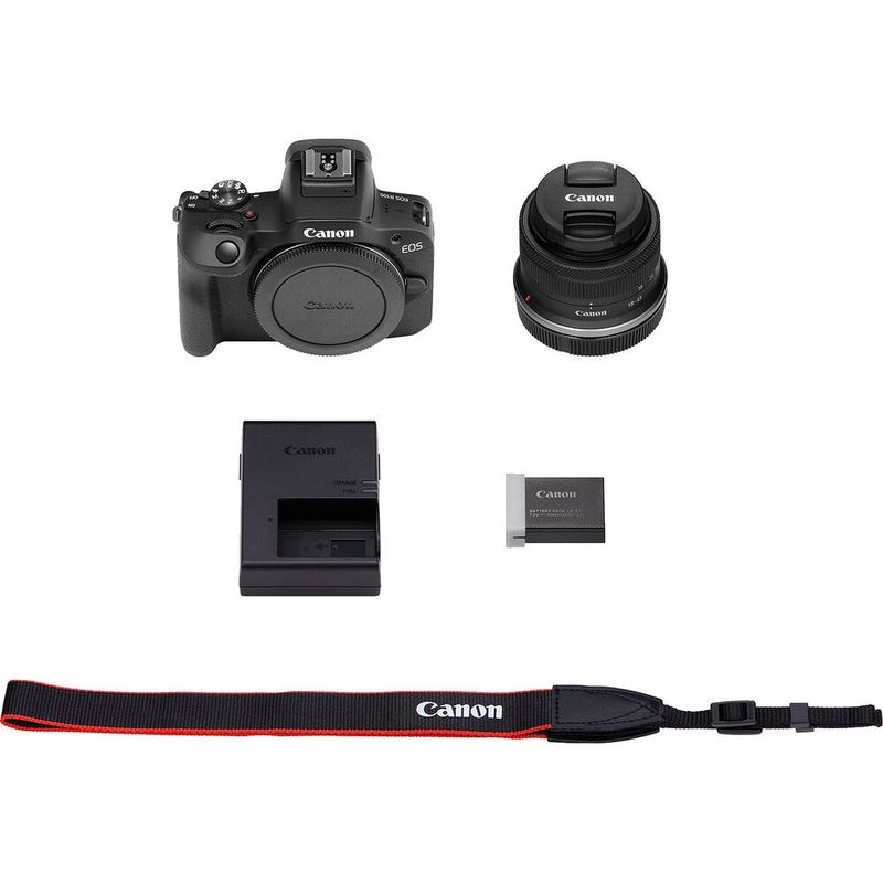 CANON - Canon EOS R100 Sin Espejo Cámara Viaje De Kit Con 18-45mm Lente - Negro