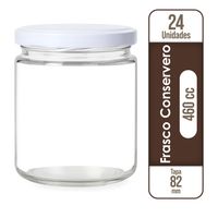 Frasco Conservero 460 Cc Con Tapa Metálica Pack 24 Unidades
