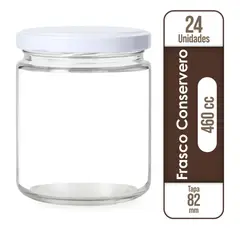 GENERICO - Frasco Conservero 460 Cc Con Tapa Metálica Pack 24 Unidades