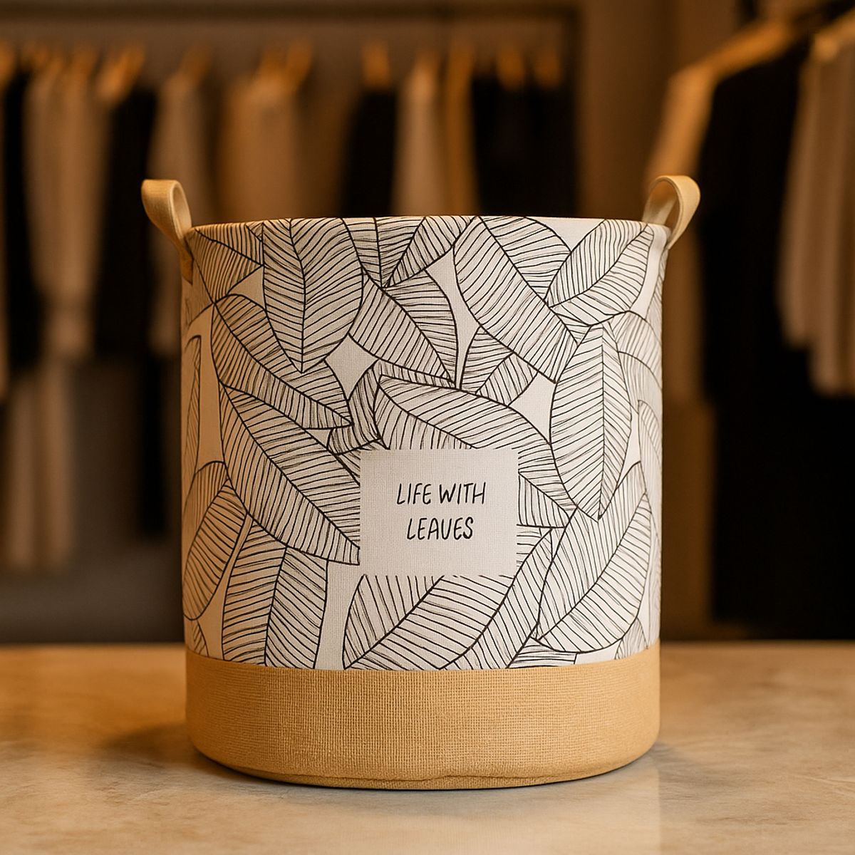 ARMONIA - Canasta de yute 40x50 hojas grandes decoración hogar Chile 693