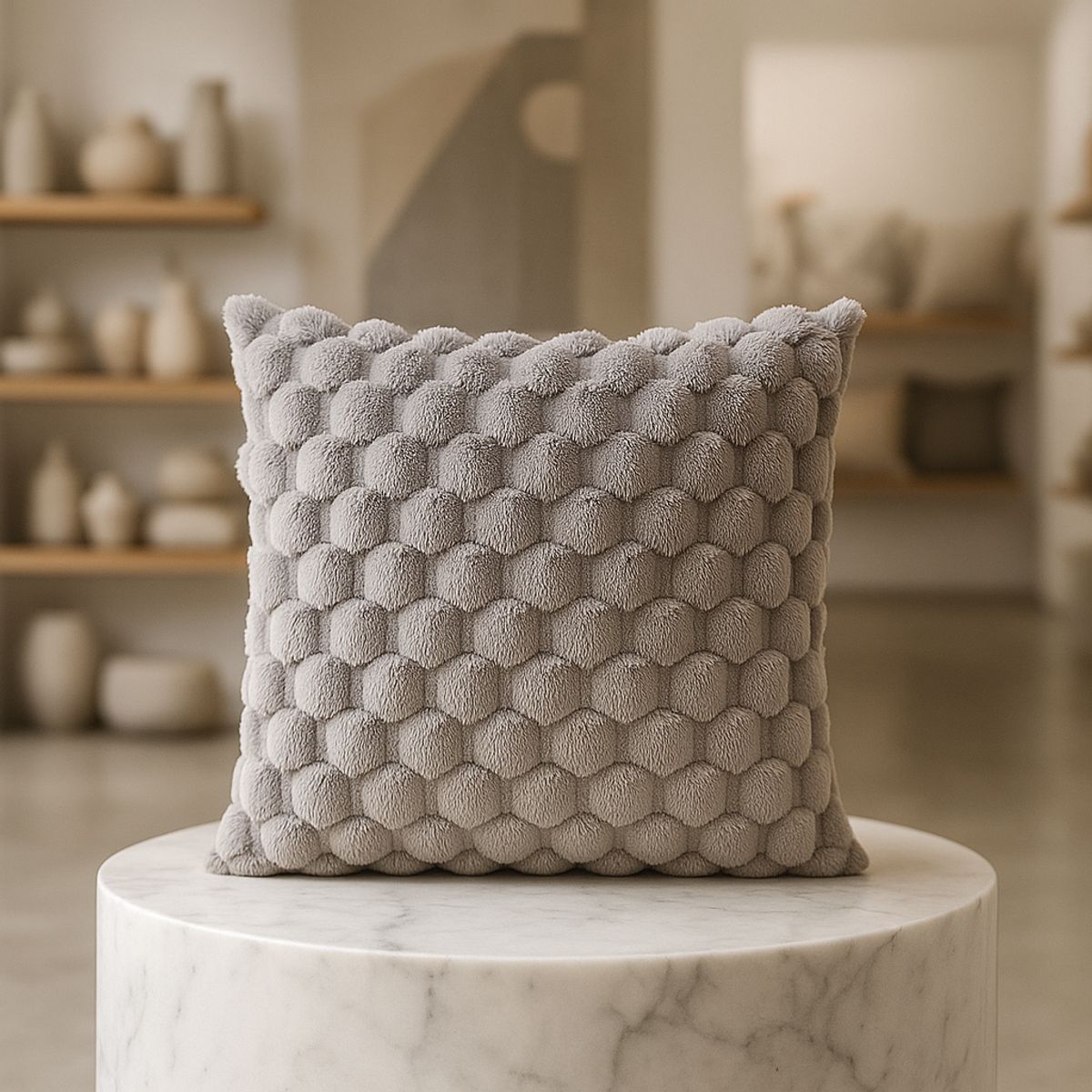 ARMONIA - Funda almohadón gris burbuja 45x45 esponjoso sofá 651