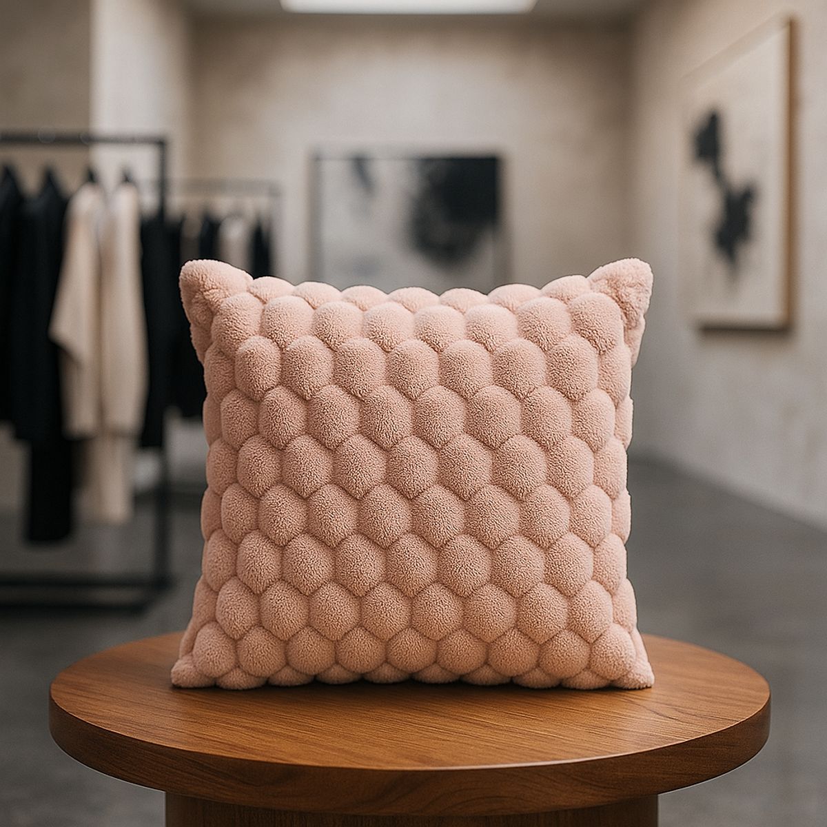 ARMONIA - Funda almohadón rosa burbuja 45x45 esponjoso hogar 651