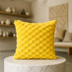 ARMONIA - Funda decorativa cojín burbuja amarillo 45x45 dormitorio 651