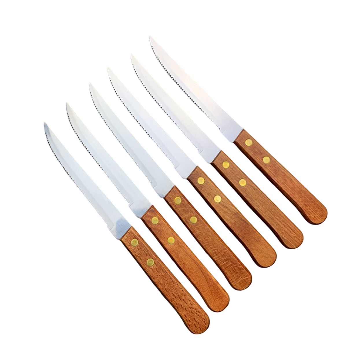 WAKESHOME - Set De Cubiertos Para Asado 6 Pieza Cuchilleria Mango Madera