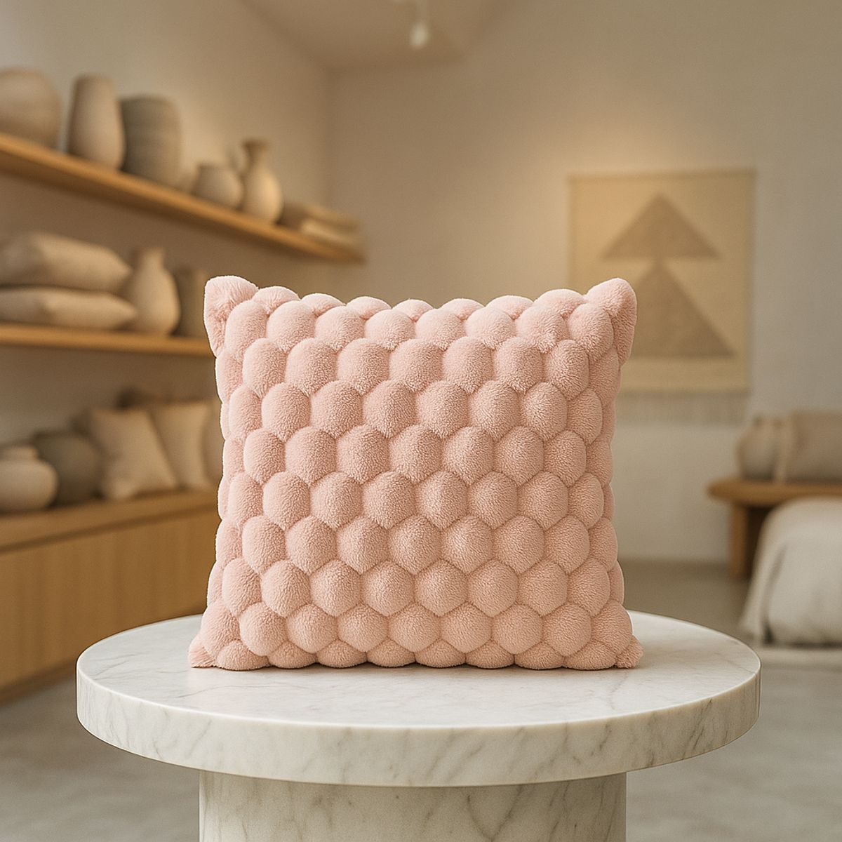 ARMONIA - Cubre cojín rosa burbuja 45x45 estilo moderno 651