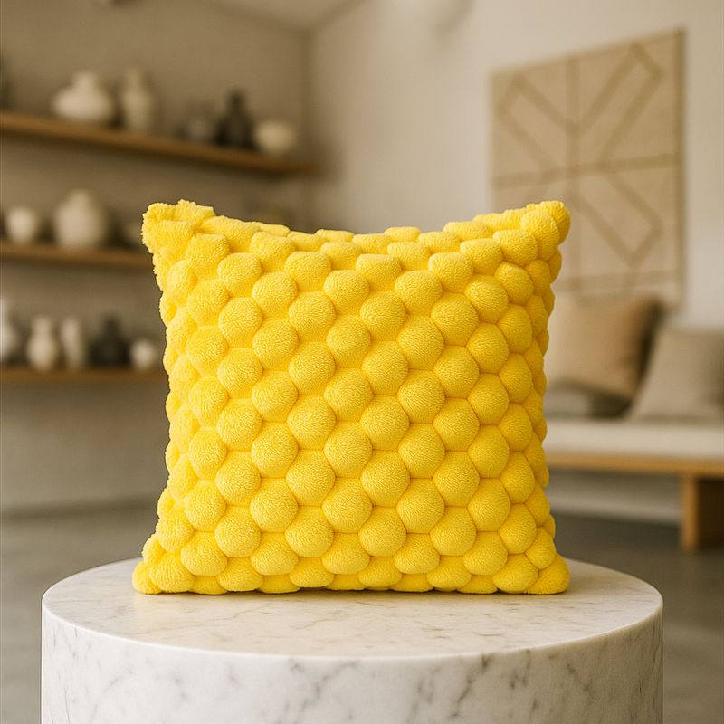 ARMONIA - Funda decorativa cojín burbuja amarillo 45x45 dormitorio 651