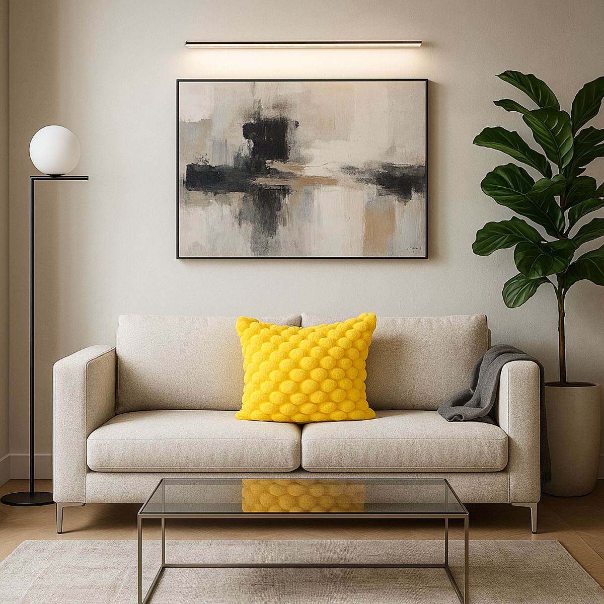 ARMONIA - Funda almohadón burbuja amarillo 45x45 suave hogar 651