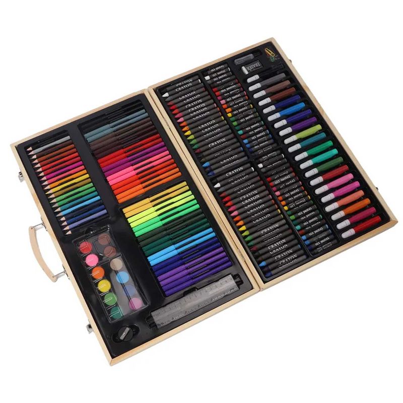 GENERICO - Set De Arte 180 Pcs Lapices Para Colorear Maleta De Madera