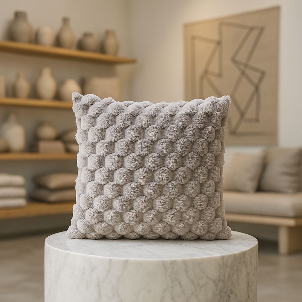 ARMONIA - Funda cojín textura burbuja gris 45x45 para living CL 651