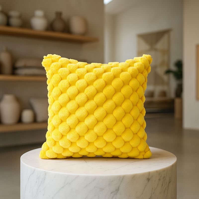 ARMONIA - Funda almohadón burbuja amarillo 45x45 suave hogar 651