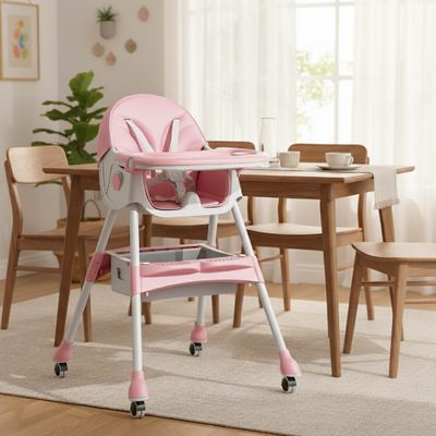 Imagen 2 del producto Silla Comer Bebe Doble Altura Safe Baby Entretenida Rosada