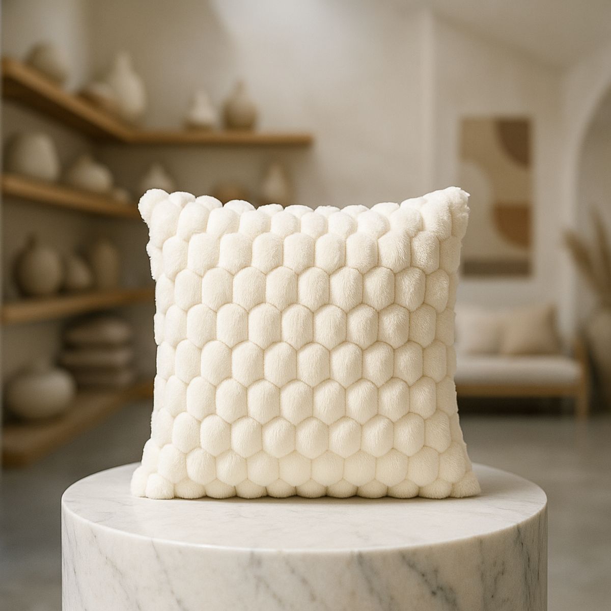 ARMONIA - Cubre cojín burbuja blanco 45x45 estilo moderno sofá 651