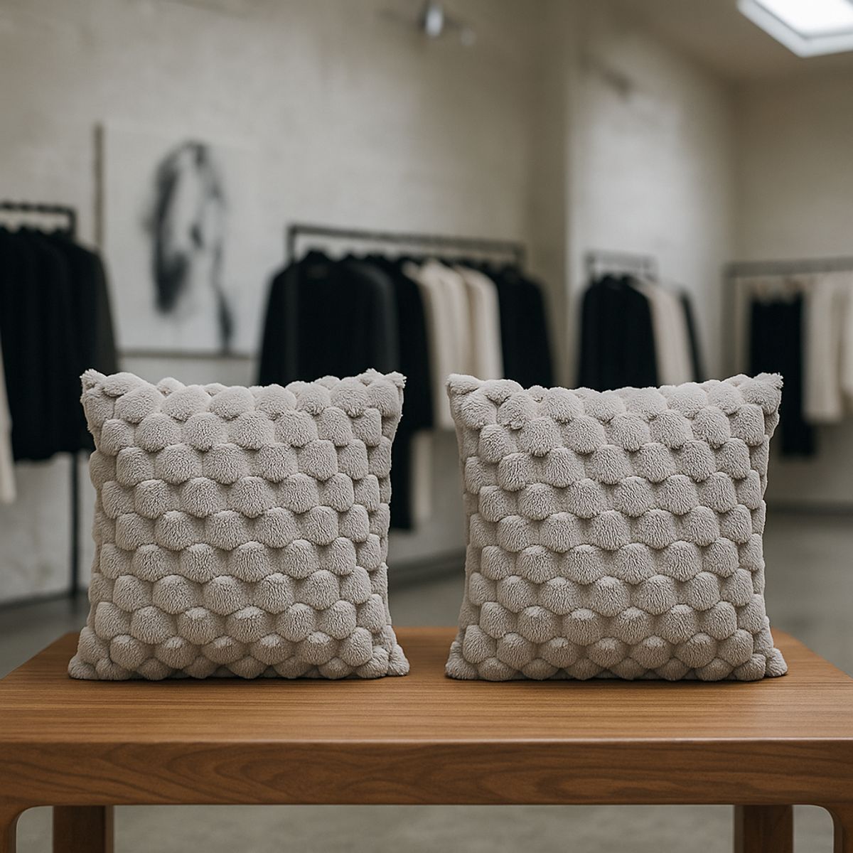 ARMONIA - Pack 2 fundas cojín burbuja gris 45x45 living CL 651