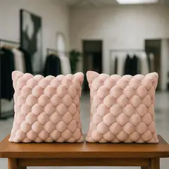ARMONIA - Pack 2 fundas decorativas rosa burbuja 45x45 dormitorio 651