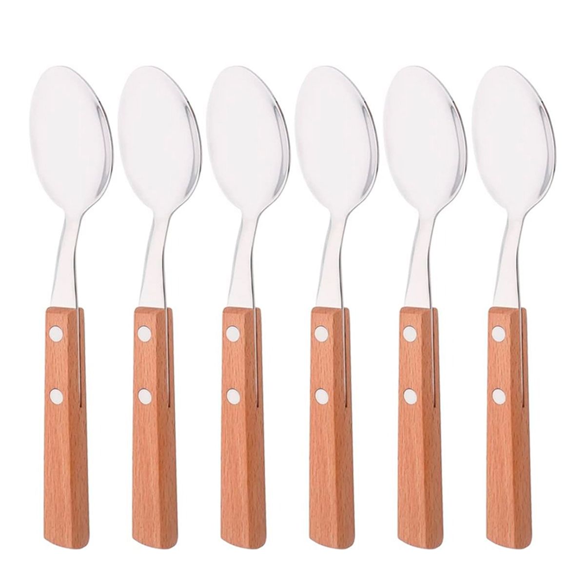 WAKESHOME - Set De Cubiertos Para Asado 6 Pieza Cuhara Mango Madera
