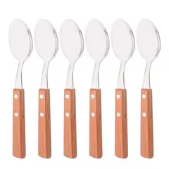WAKESHOME - Set De Cubiertos Para Asado 6 Pieza Cuhara Mango Madera