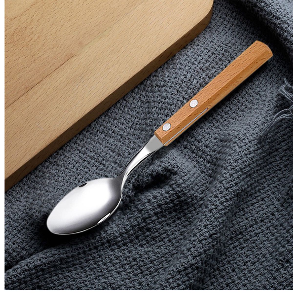 WAKESHOME - Set De Cubiertos Para Asado 6 Pieza Cuhara Mango Madera