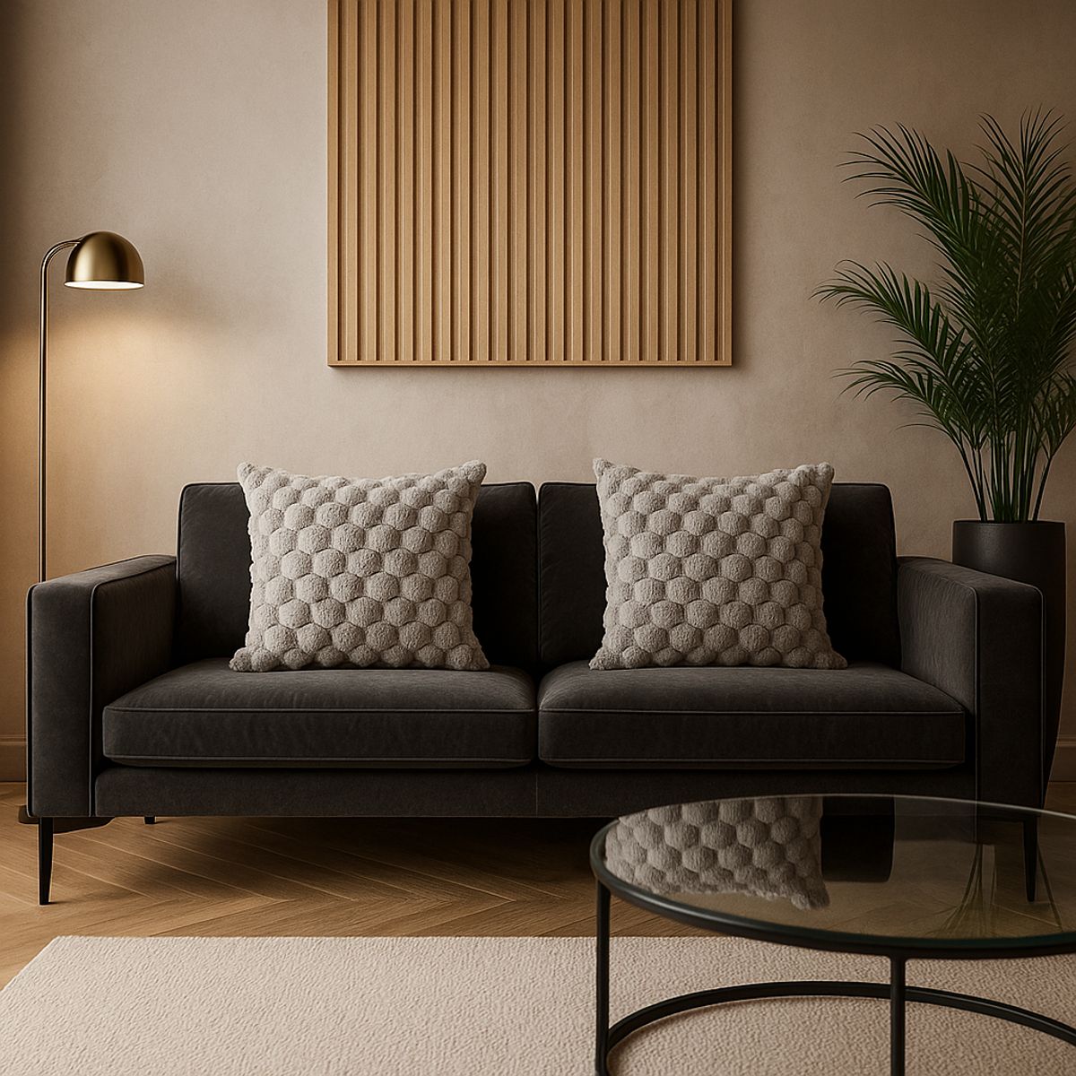 ARMONIA - Pack 2 fundas almohadón gris burbuja 45x45 sofá 651