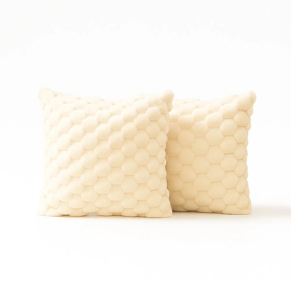 ARMONIA - Pack 2 fundas almohadón burbuja beige 45x45 suave living 651