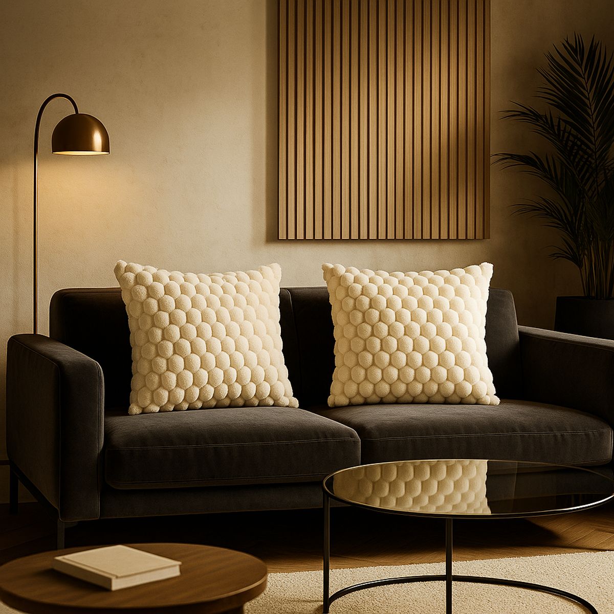 ARMONIA - Pack 2 cubre cojines blanco burbuja 45x45 moderno 651