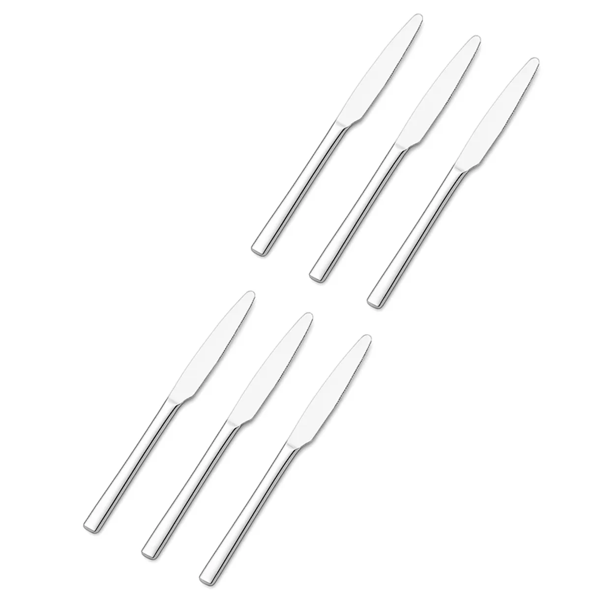 WAKESHOME - Set De Cubiertos De Lujo 6 Piezas Cuchilleria Plateado-Cuchillo de mesa