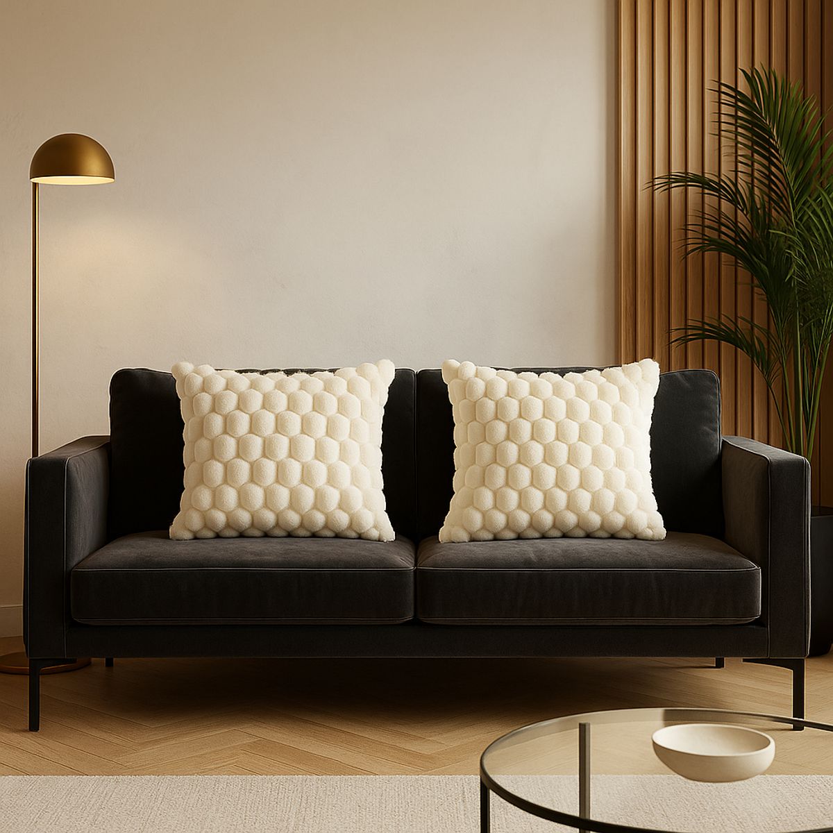 ARMONIA - Pack 2 fundas decorativas blanco burbuja 45x45 dormitorio 651