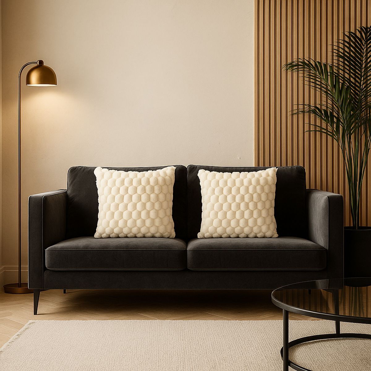 ARMONIA - Pack 2 fundas decorativas blanco burbuja 45x45 dormitorio 651